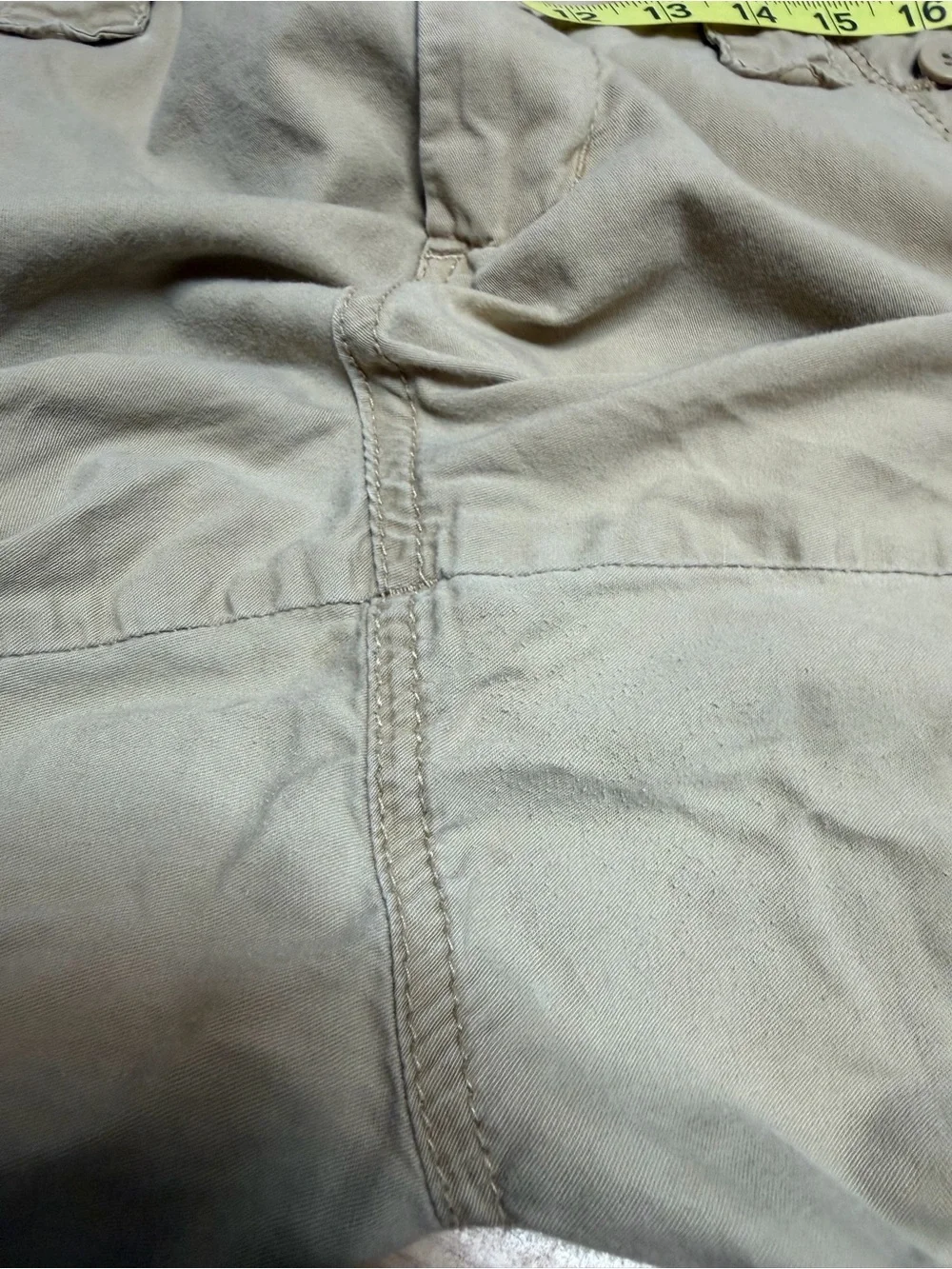 Calvin Klein Jeans Size 14 Khaki Cotton Cargo Capri Pants Roll Tab Casual